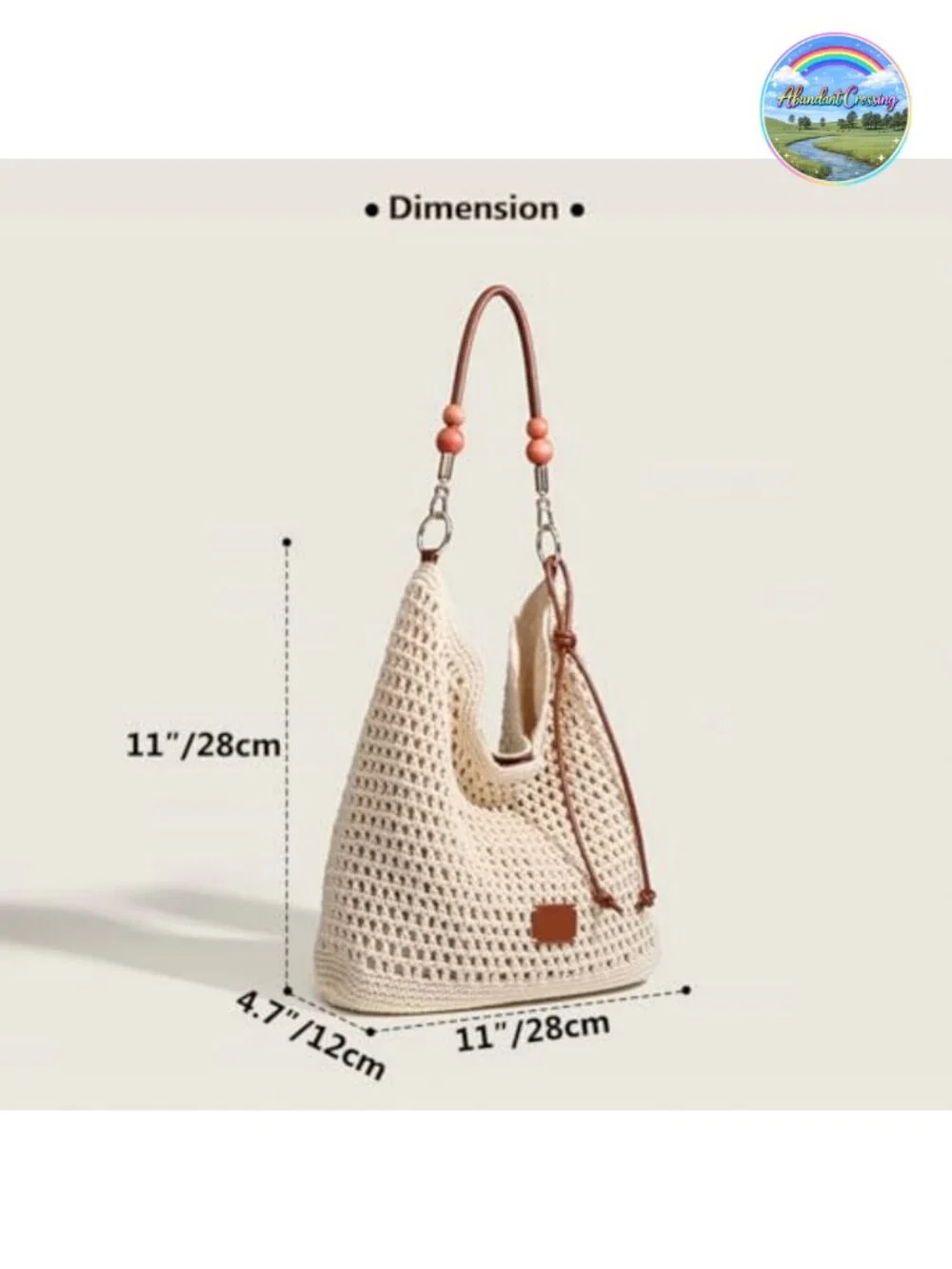 Crochet Knit Summer Tote Bag, Woven Beach Shoulder Bag, Bohemian Hollow Hobo